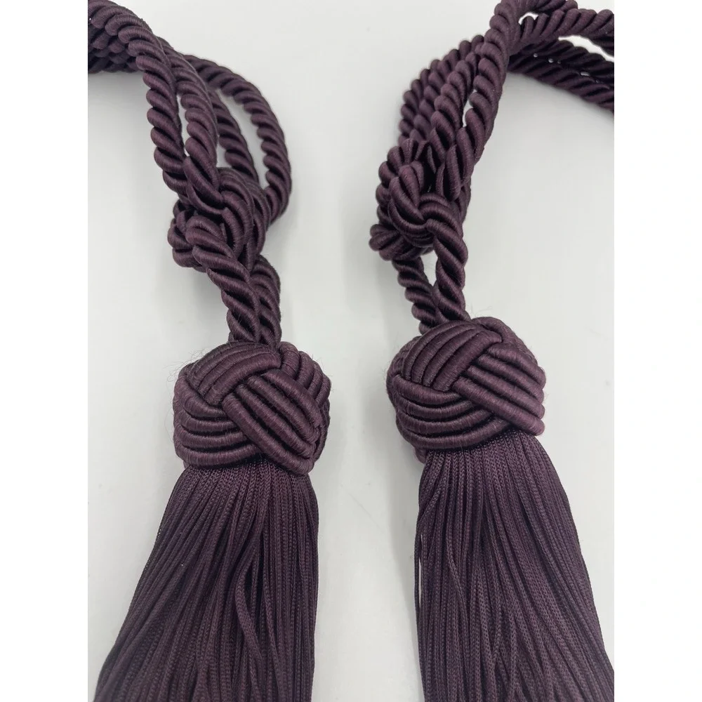 Pair Vintage Plum Purple Curtain Braided Rope Tassel Drape‎ Tieback Tassels 20